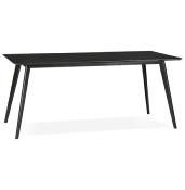 Table / bureau droit scandinave 'Rustik' noire plateau et 4 pieds en bois – 180 x 90 cm