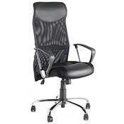 Fauteuil de bureau design à roulettes dossier haut 'CAPO' noir tissu résille pieds en métal chromé