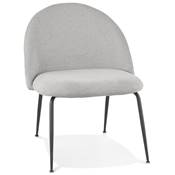 Fauteuil design 'ART' en tissu gris clair avec 4 pieds en métal noir