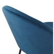 Fauteuil design 'ART' en velours bleu avec 4 pieds en métal noir
