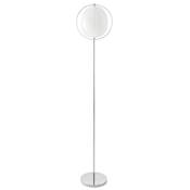 Lampadaire design 'Astra' abat-jour rond modulable en lamelles flexibles blanc socle en mtal chrom