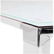 Grand bureau direction d'angle 'GLASSTOP L - XL' verre blanc pieds blanc et chromé – 200 x 100 cm