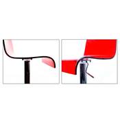 Tabouret de bar réglable design 'Ice' pivotant plexiglass rouge pied métal chromé dossier haut