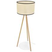 Lampadaire trépied scandinave 'SNELL' avec abat-jour en rotin naturel et 3 pieds en bois naturel