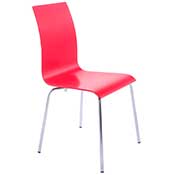 Chaise design 'Léa' en bois rouge avec 4 pieds chromé