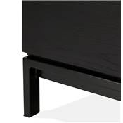 Meuble bahut buffet design 'ALLWOOD' en bois noir avec 2 portes et 3 tiroirs et pieds en métal noir