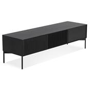 Meuble TV design 'STREAM' en bois noir avec 4 pieds en métal noir - 160 x 45 cm