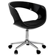 Chaise de bureau à roulettes design 'Neptune' noire pied en métal chromé