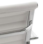 Fauteuil de Bureau design à roulettes et dossier bas 'GREATERS MINI' blanc avec pieds en métal chromé