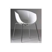 Chaise de salle à manger / salle de réunion moderne 'Mosquito' blanche avec 4 pieds en métal chromé