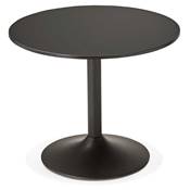 Petite table à diner / salle réunion ronde 'Kaza Mini' bois noir pied central métal noir – Ø 90 cm
