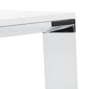 Bureau de direction droit 'Small Business' bois blanc pieds métal blanc et métal chromé – 140 x 70 cm