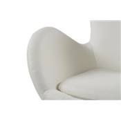 Fauteuil design 'Egg' pivotant crème pied central en métal chromé