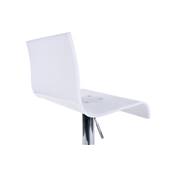 Tabouret de bar réglable design 'Ice' pivotant plexiglass blanc pied métal chromé dossier haut