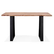 Table de bar Mange-debout industriel 'HIGH BARNE' bois massif naturel pied métal noir - 160 x 90 cm