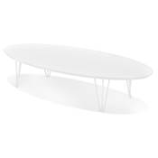 Grande table basse style industriel ovale 'DANA' blanche en bois pieds en métal blanc - 110 x 80 cm