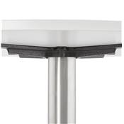 Table basse ronde lounge 'KARA MINI' blanche en bois et pied central en acier brossé - Ø 90 cm