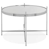 Table basse ronde 'ELEMENTO MEDIUM' plateau en verre miroir chromé 4 pieds en métal chromé - Ø 60 cm