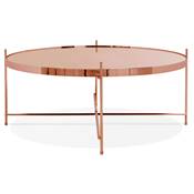 Table basse ronde 'ELEMENTO XL' plateau en verre miroir cuivré 4 pieds en métal cuivré - Ø 80 cm