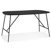 Petite table / bureau droit industriel 'SPLEEN' plateau bois noir 4 pieds métal noir – 142 x 74 cm