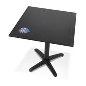 Table carrée pliante industriel 'BARRA' en bois noir pied central en métal noir – 68 x 68 cm