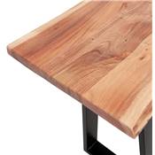 Table console style industriel 'HIGH BARNE' bois massif pieds tréteaux en métal noir - 130 x 45 cm
