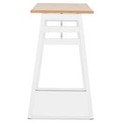 Table bar Mange-debout design 'BARAS' bois massif naturel non traité pied métal blanc - 150 x 60 cm