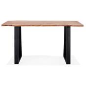Table bar Mange-debout industriel 'HIGH BARNE XL' bois massif naturel pied métal noir - 200 x 95 cm