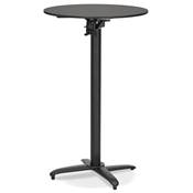 Table de bar haute pliable ronde 'BARDA' en bois noir avec pied central en métal noir – Ø 68 cm