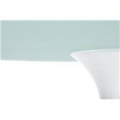 Table / table de réunion 'Pluton' plateau en verre pied central en fibre de verre blanc – Ø 140 cm