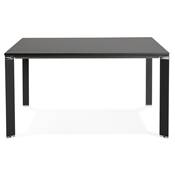 Table réunion / bureau bench design 'BIG AFER' bois noir pieds métal noir et chromé - 140 x 140 cm