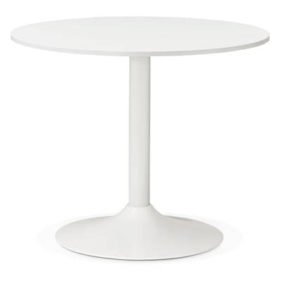 Petite table / table salle de réunion ronde 'KAZA MINI' bois pied central métal blanche – Ø 90 cm