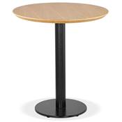 Petite table industriel ronde 'SMALL FERRO' bois naturel pied central métal noir – Ø 60 cm