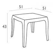 Table basse design carrée 'Baron' en plexiglas transparent ambre - 51 x 51 cm