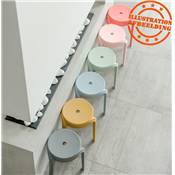 Tabouret bas design de style moderne empilable 'FIORI' en resine jaune