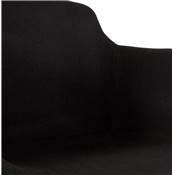 Tabouret de bar design à accoudoirs moderne 'CARINO' en tissu noir avec 4 pieds en métal noir