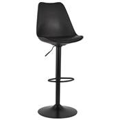 Tabouret de bar réglable design 'BAROK' pivotant noir pied et repose pieds métal noir dossier haut