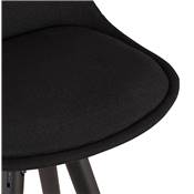Tabouret de bar design 'MODEN' en tissu 4 pieds bois noir repose pieds et pieds doré dossier haut