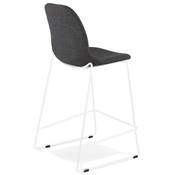 Tabouret de snack mi-hauteur empilable 'VERK MINI' tissu gris 4 pieds métal blanc dossier haut