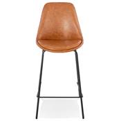 Tabouret de snack mi-hauteur 'KESKI MINI' marron 4 pieds et repose pieds en métal noir dossier haut