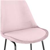 Tabouret de snack mi-hauteur 'GUSTO MINI' velours rose pieds tréteaux en métal noir dossier haut