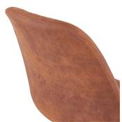 Tabouret de snack mi-hauteur 'KESKI MINI' en microfibre marron 4 pieds en métal noir dossier haut