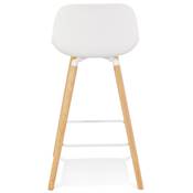 Tabouret de snack mi-hauteur scandinave 'NORSKI MINI' blanc 4 pieds bois et métal blanc dossier haut