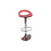 Tabouret de bar réglable design 'Leo' pivotant en plexiglass rouge pied central en métal chromé