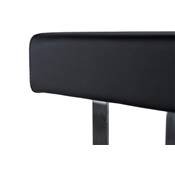 Tabouret de bar réglable design 'Karré' pivotant noir pied et repose pieds acier brossé dossier haut