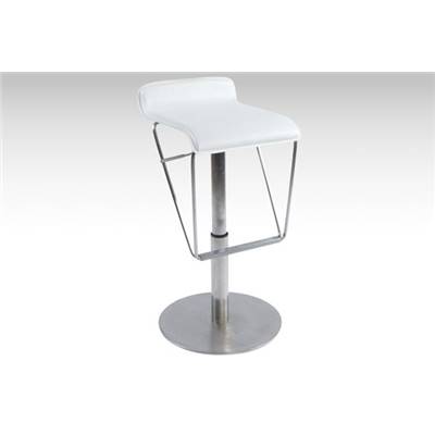 Tabouret de bar design 'Napoli' pivotant blanc avec pied central et repose pieds en acier brossé