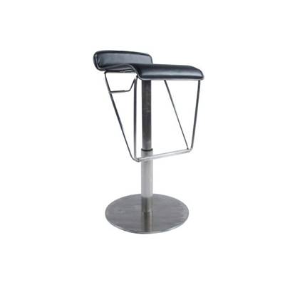 Tabouret de bar design 'Napoli' pivotant noir avec pied central et repose pieds en acier brossé