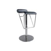 Tabouret de bar design 'Napoli' pivotant noir avec pied central et repose pieds en acier brossé