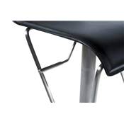 Tabouret de bar design 'Napoli' pivotant noir avec pied central et repose pieds en acier brossé