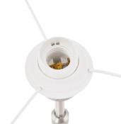 Lampe à poser design 'Okno' abat-jour cylindrique blanc socle en métal brossé réglable